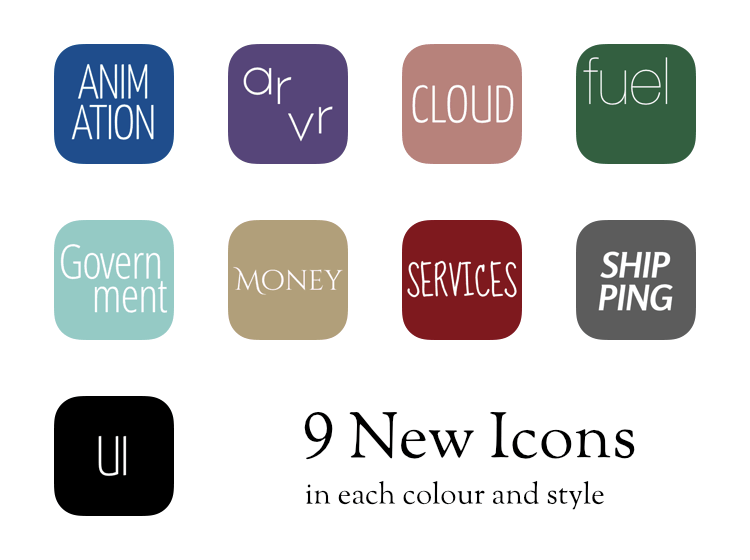 The 9 new icons in Mister Icon version 2.1