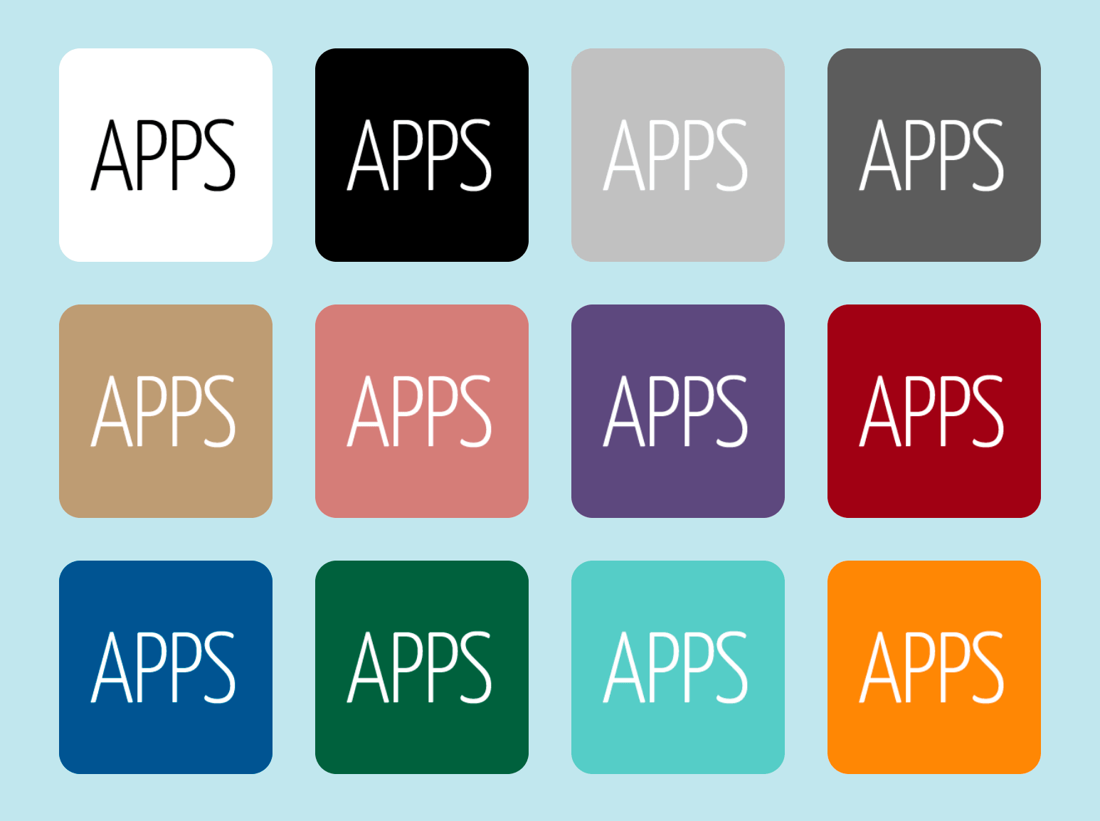 Colour variations in the Mister Icon app