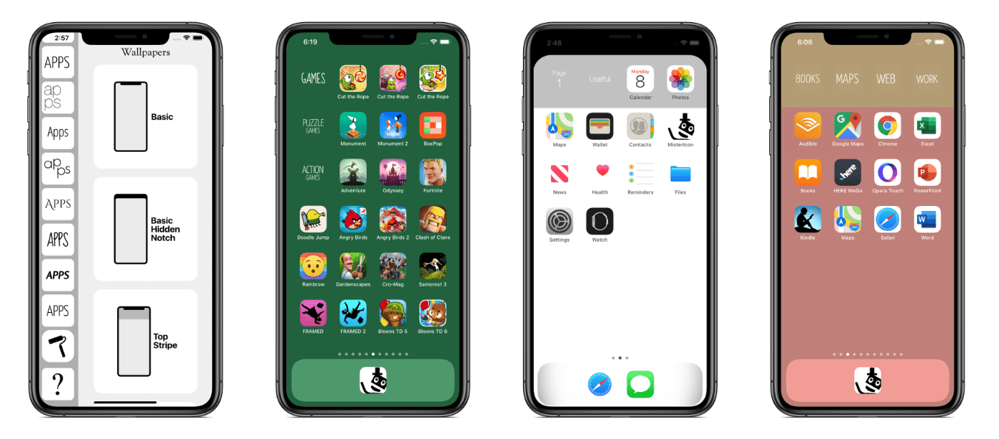 Mister Icon wallpaper samples on iPhone XS Max