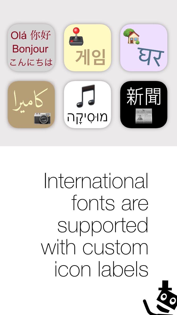 Mister Icon Screenshot 6 - International fonts are supported with custom icon labels